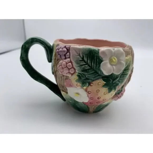 Fitz‎ And Floyd 1991 White Flowers w/ Berries Steam Leaves TeaCup & Saucer 2 set - Picture 9 of 12